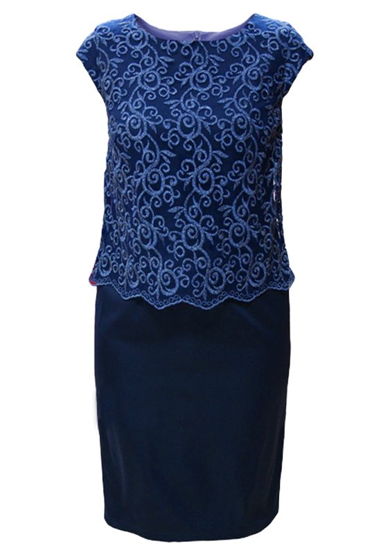 Granatowa sukienka wyszczuplająca z koronkową narzutką - LaKey Sisi dostawa w 24h